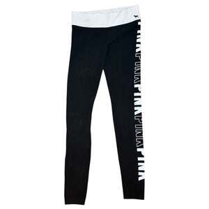 Victoria’s Secret PINK Yoga Leggings S Black High Rise Vertical Logo